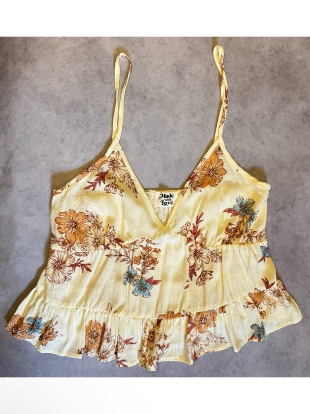 Made with Love - Beige Floral Tank - NWT MEDIUM